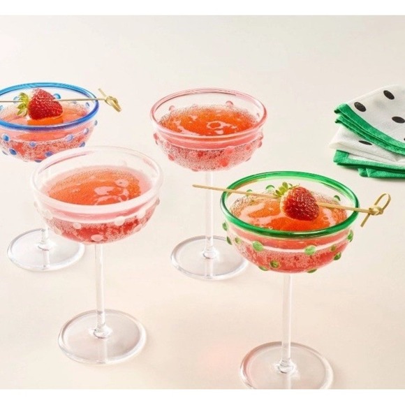 NEW Kate Spade New York X Target Polka Dot Coupe Glasses Acrylic Set of 4 - Picture 2 of 5